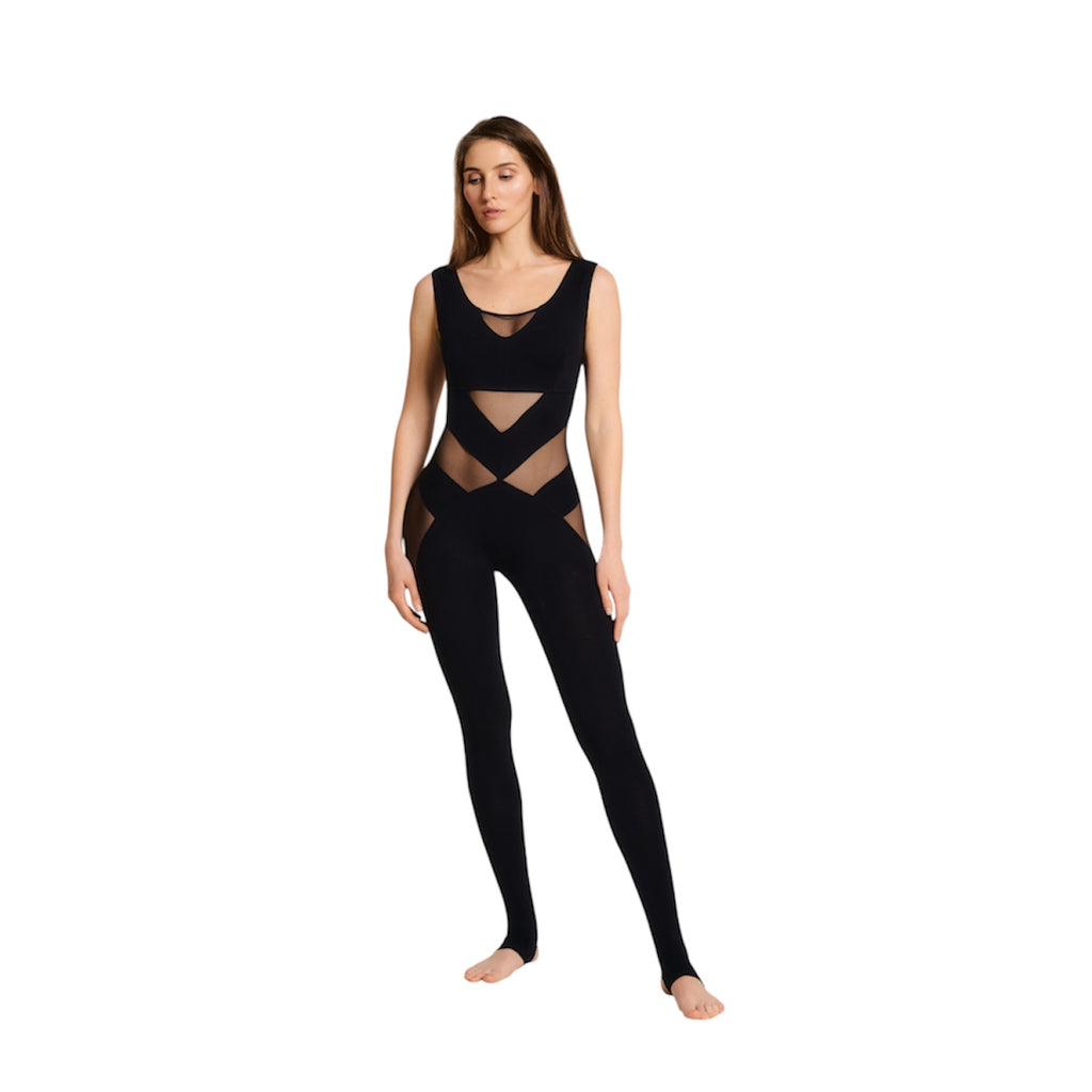 Mesh Jumpsuit with Open Shoulders